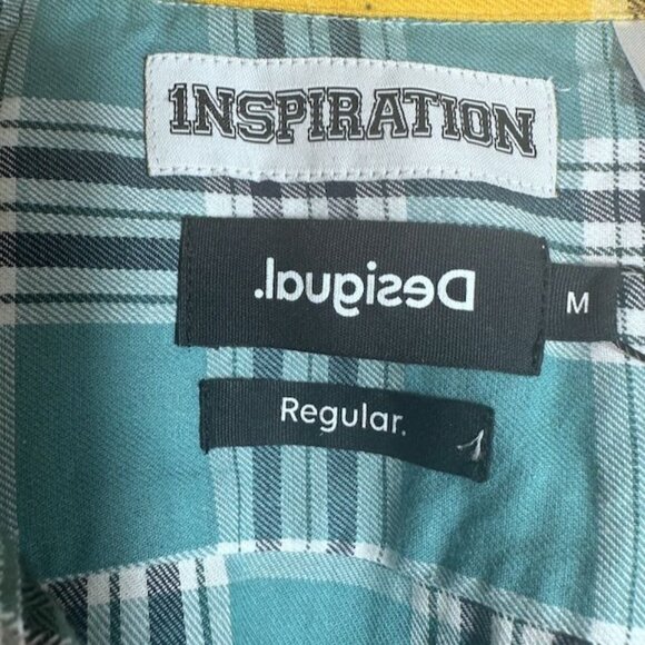 Desigual Men's Patchwork Plaid Cotton Button-Up Long Sleeve Shirt - Size M NWT - Picture 5 of 11